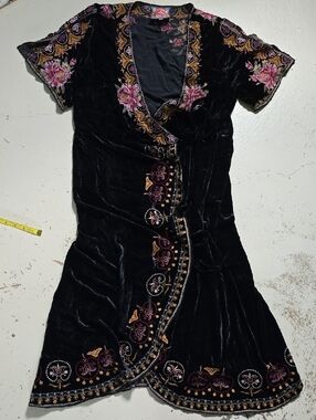 Women's Johnny Was Joanna Velvet Wrap Black Dress Size XL
